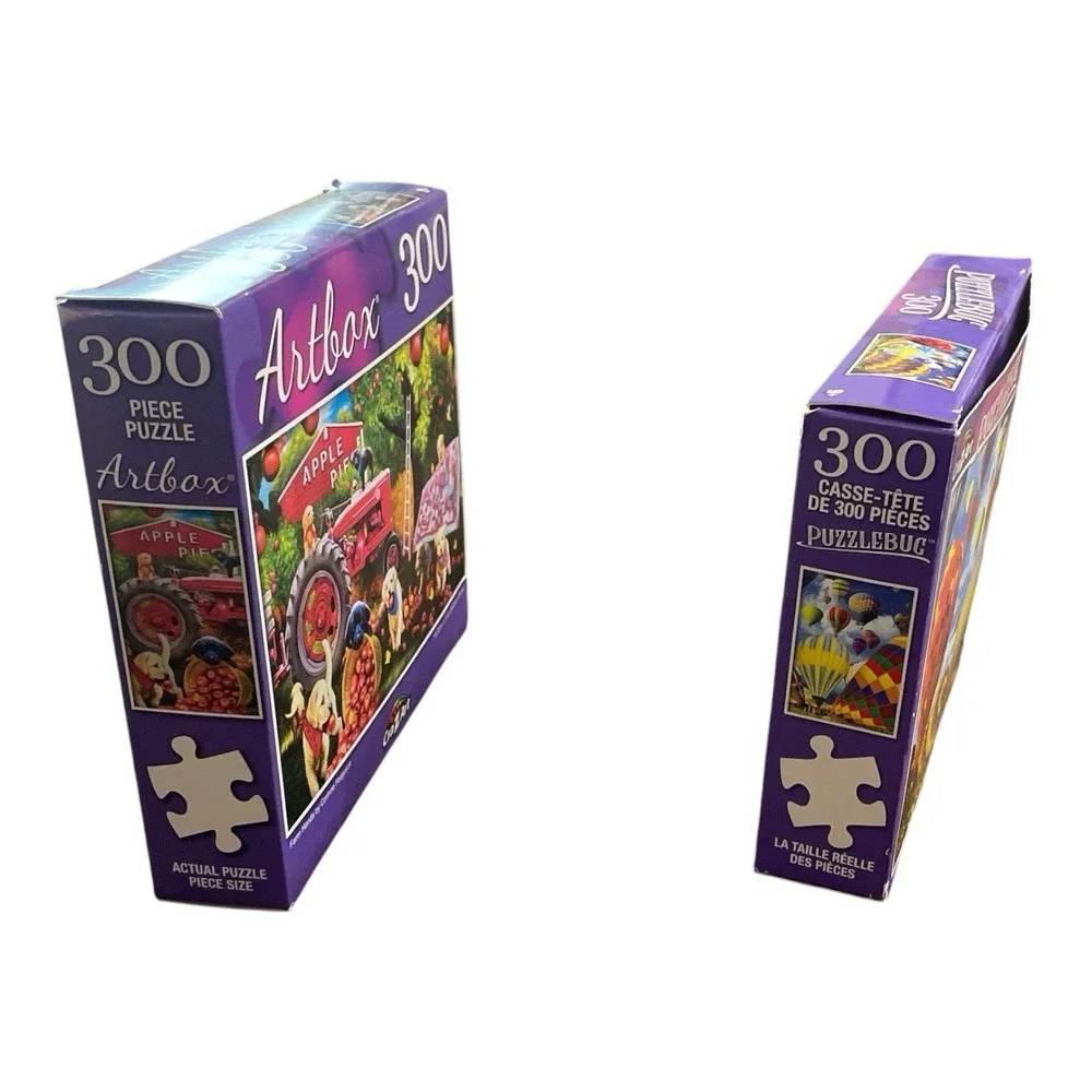 2 Puzzles Balloons Farm Hands Dogs Apples 300 Pc Jigsaw Cra Z Art New Puzzlebug
